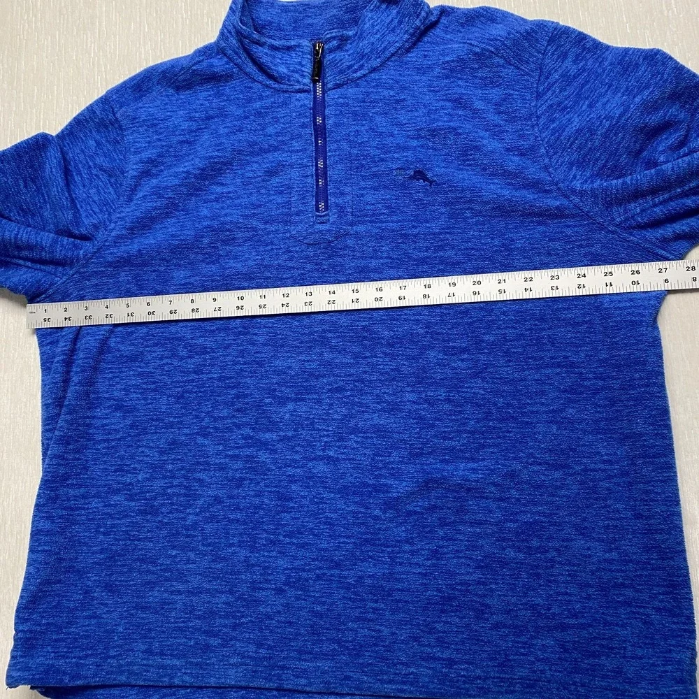 Tommy Bahama Quarter Zip Fleece Sweatshirt Mens 2XL Blue Marlin Logo Mock Neck